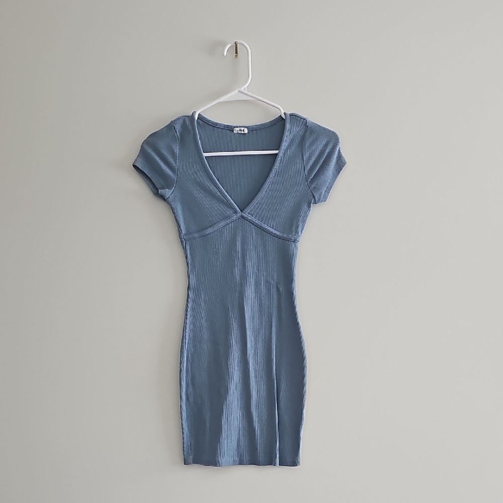 Garage Blue Ribbed Dress